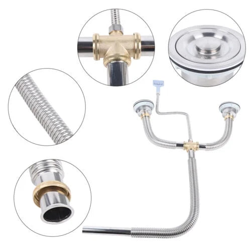 Flexible Sink Drain Hose for Double Bowl Kitchen Bathroom Z228