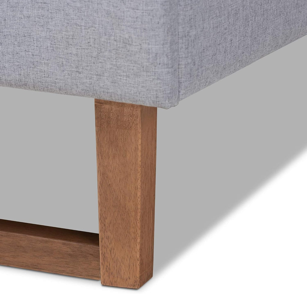Full Platform Bed, Light Grey and Ash Walnut G537