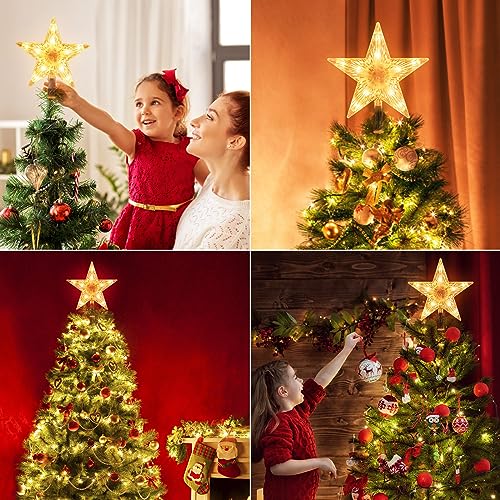 Christmas Tree Star Topper Lighted 3D Plug In Indoor Holiday Decor N7897