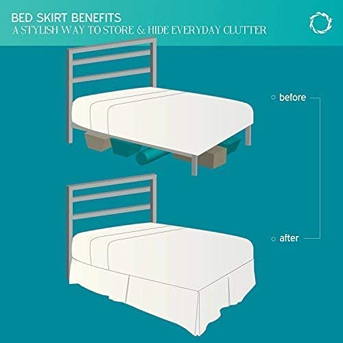 Ruffled Bed Skirt, White, 21 Inch Drop, Cotton M341