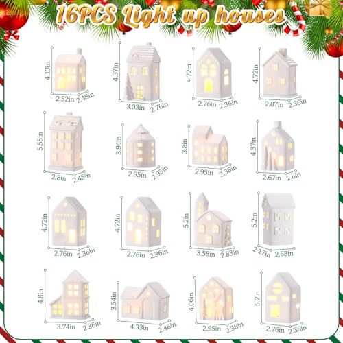LED Ceramic Christmas Village Set with Light Up Houses and Figurines U9709