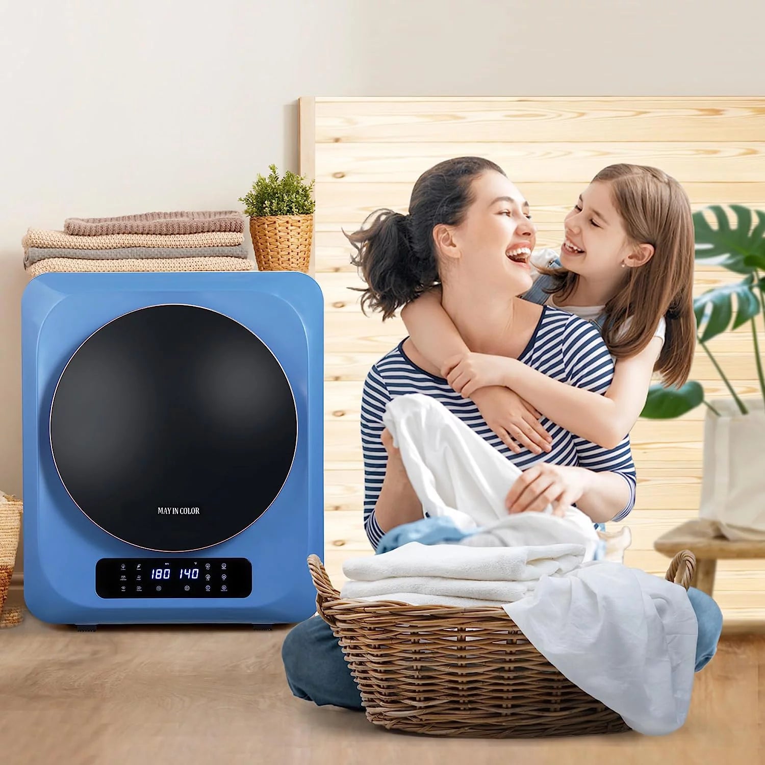 Portable Electric Clothes Dryer 8.8 Lbs with Moisture Sensor, Blue D806048