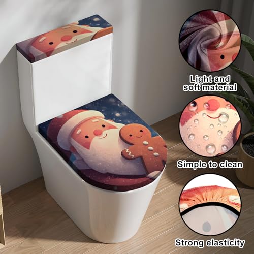 Christmas Toilet Lid Cover, Washable Seat and Tank Protector W1747