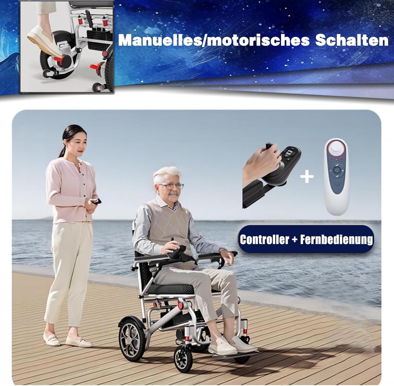 Lightweight Foldable Electric Wheelchair for Adults, All Terrain, Up to 330Lbs K88619