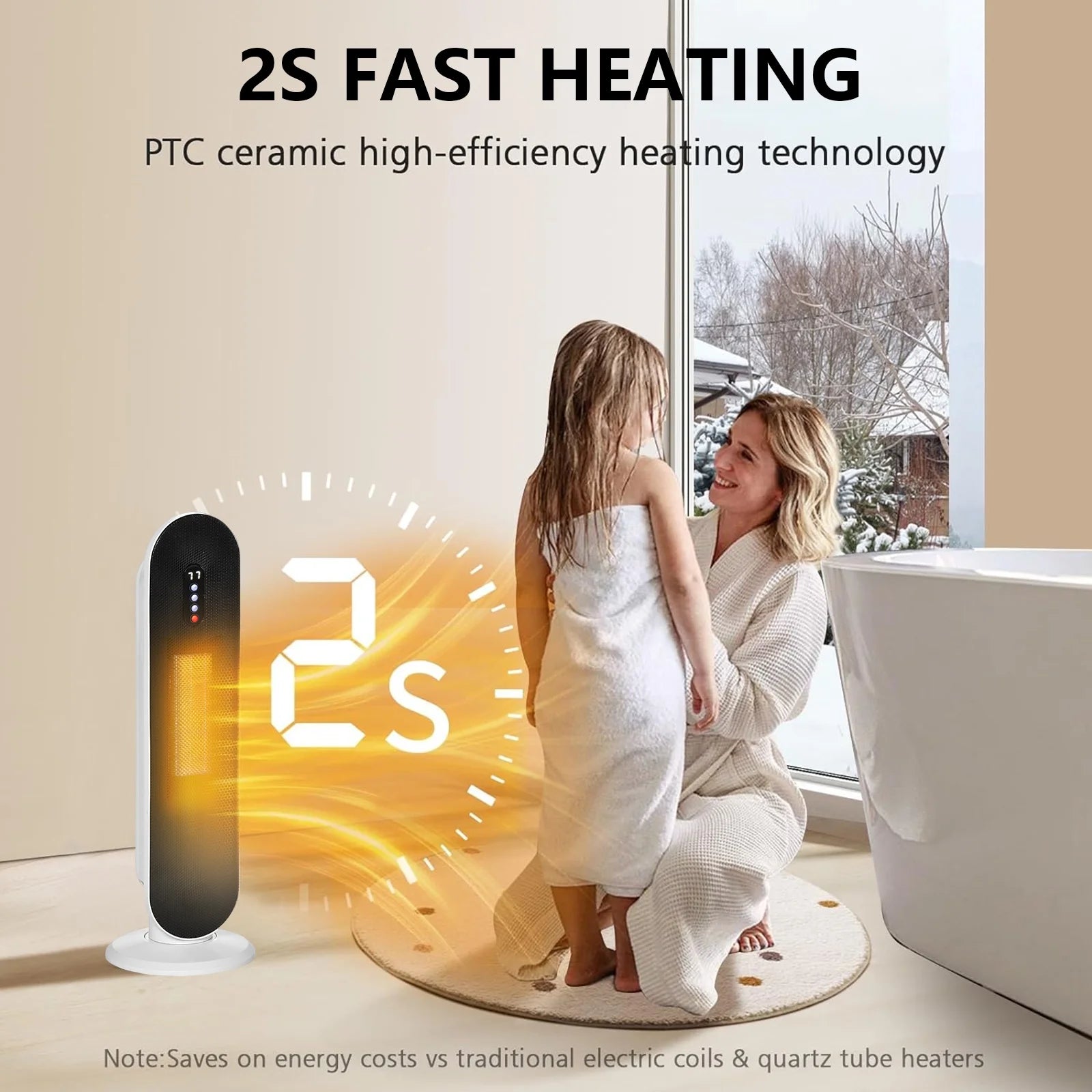 Space Heater for Indoor Use, Portable Electric Heater with Thermostat and Timer Q4793