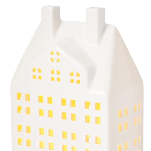 Light Up Christmas Village Set, White Ceramic House with Lights, Tabletop Decor N910947