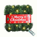 Christmas Garland with Lights, 30 Feet 50 Led Battery Operated Pre-Lit Long Garland Remote Timer for Stairs Railing Fireplace Mantle Office Door Frame Decor Green Greenery Indoor Outdoor Decorations