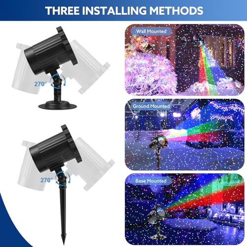 Outdoor RGB Laser Projector with Starry Sky & Firefly Effects, RF Control, IP65 for Holiday Garden Decor B94881