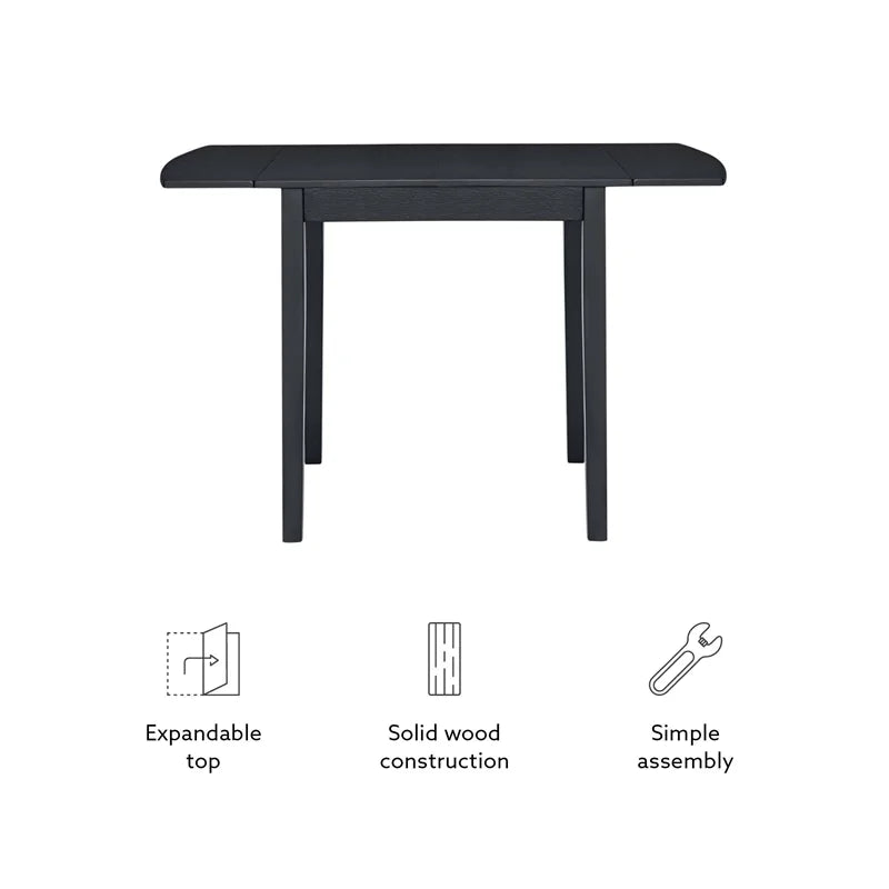 Square Wood Drop Leaf Table in Black P88507
