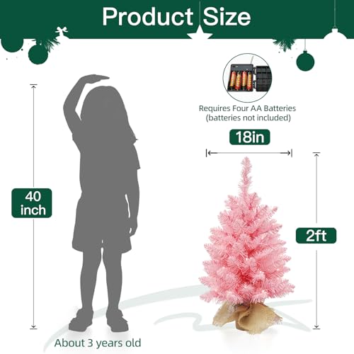 2ft Pre Lit Artificial Mini Christmas Tree with 50 LED Warm Lights F389906