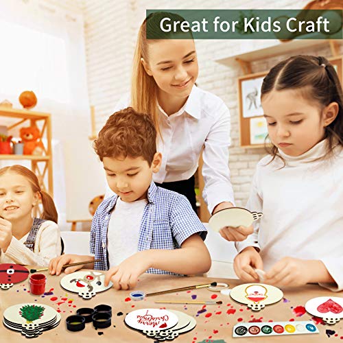 50PCS 4-Inch Wooden Christmas Ornaments, Unfinished Pre-Drilled Wood Slices for DIY Crafts G888