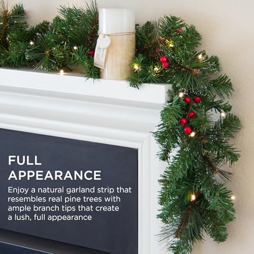 Pre-Lit Holiday Christmas Garland for Stairs, Fireplace with 50 Lights U582051