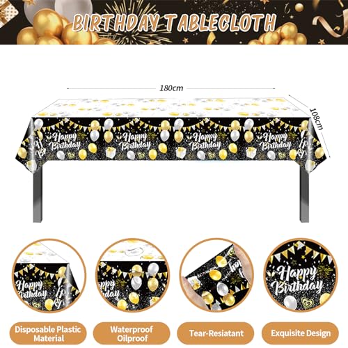 Rose Gold Birthday Party Decorations, 121PCS Party Supplies with Backdrop, Balloon Arch Kit, Tablecloth, Banner D69059