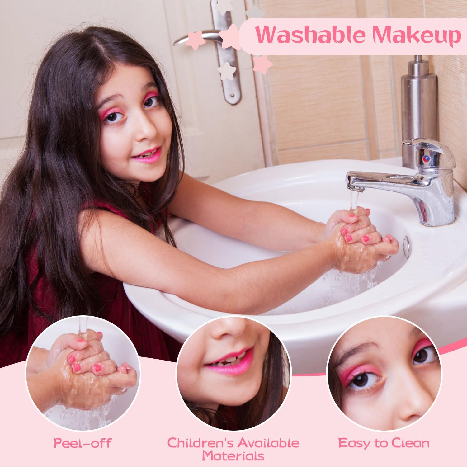 Washable Kids Makeup Kit for Girls, Non-Toxic Cosmetic Set S609