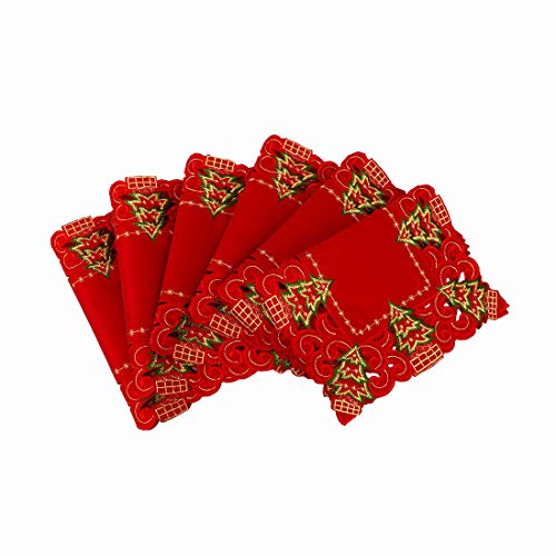 Embroidered Christmas Holly Tree Table Runner, Rectangular 16 x 72 Inch J70567