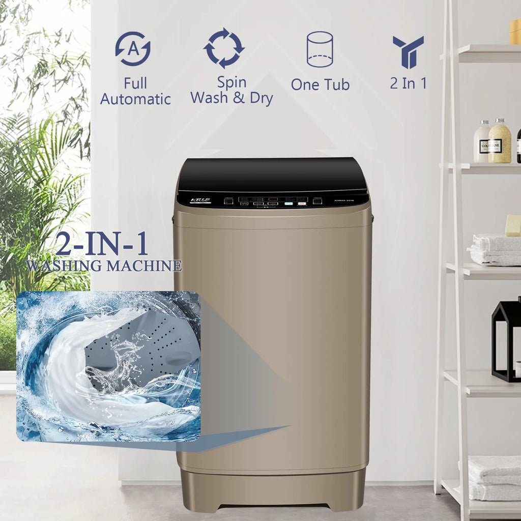 17.7 lbs Full Automatic Mini Washer with Drain Pump, Top Load, 10 Programs O77287