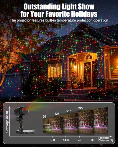 Christmas Projector Lights Outdoor Red Green Starry Waterproof Q405