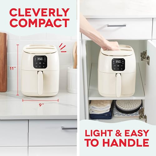 Electric Air Fryer Oven, 2.6 Qt., Grey, Compact Digital, Auto Shut Off S650981