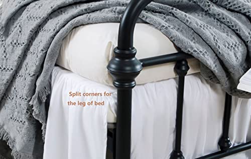 Ruffled Bed Skirt with Split Corners, Microfiber, 14 Inch Drop, Queen S6038