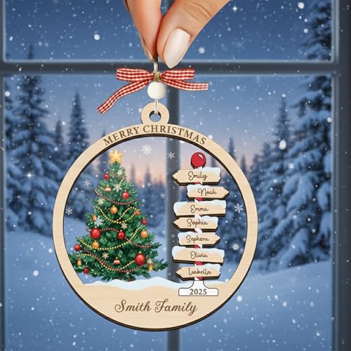 Personalized Christmas Wooden Ornaments with Family Names G463
