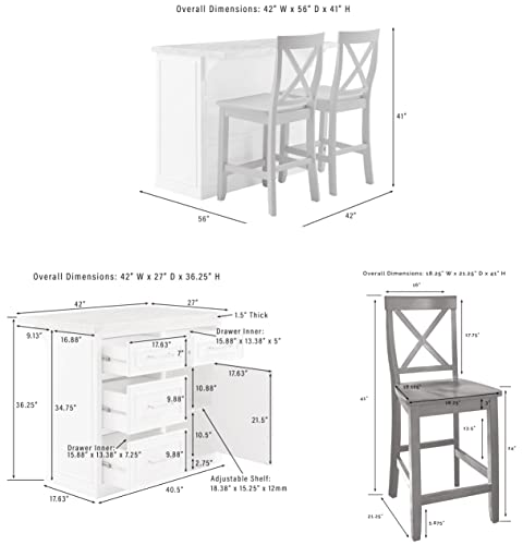 Kitchen Island with Faux Marble Top, White Q277