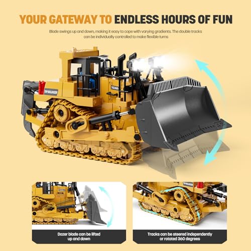 Remote Control Excavator Construction Toy for Boys with Metal Shovel and Lights J5730