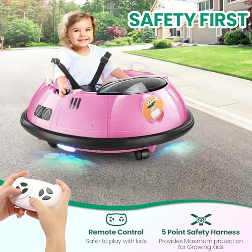 Kids Bumper Car with Remote Control, 360 Degree Spin, Pink Z9083