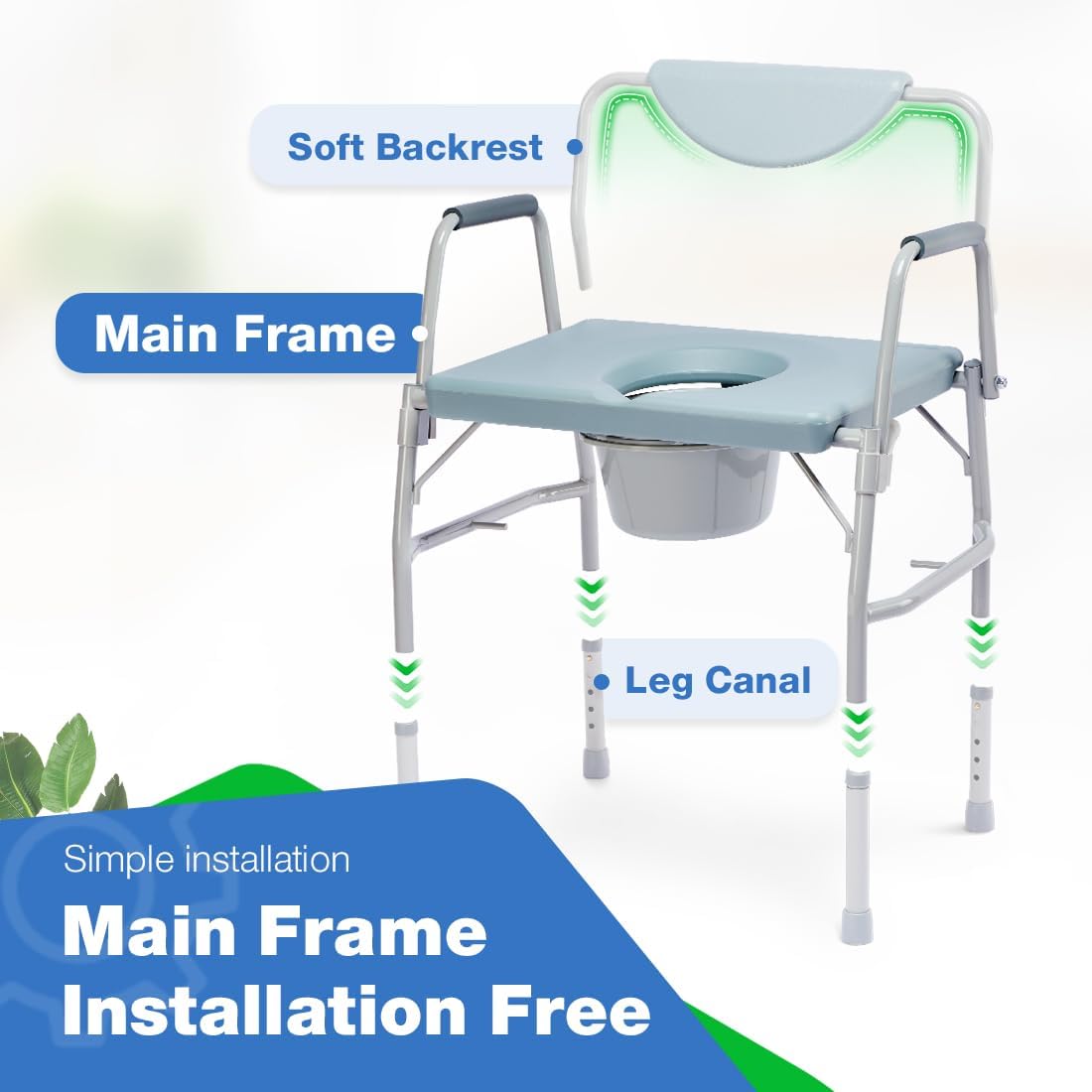 Bariatric Commode Chair with Drop Arms and Extra Wide Seat G78936