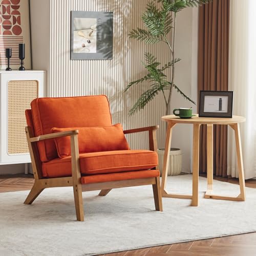 Solid Wood Accent Chair with Pillow, Set of 2, Navy Blue R49005