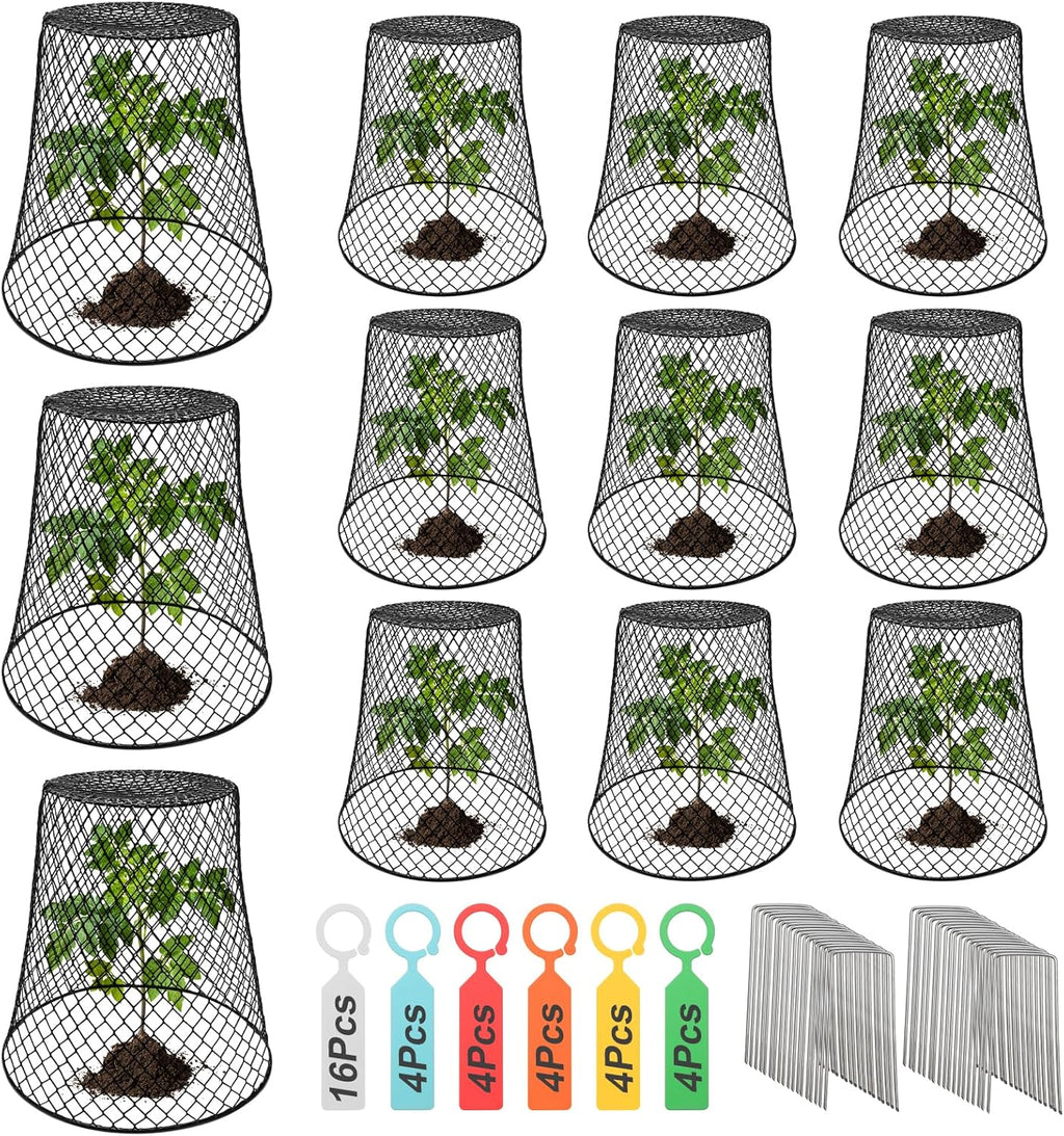 Wire Cloche Plant Covers Wire Plant Protector Cover Garden Cloches Wire Metal Heavy Duty Garden Plant Cloche for Plants (BLAK-12P)