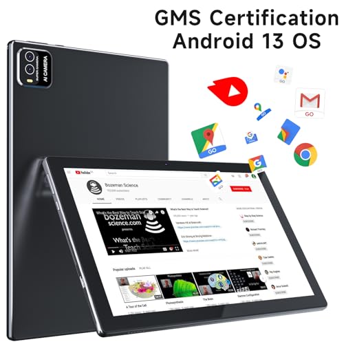 Android 13 Tablet 10 Inch 2-in-1 with Keyboard, 8GB RAM 128GB Storage, WiFi 6, HD Screen, Black P47047