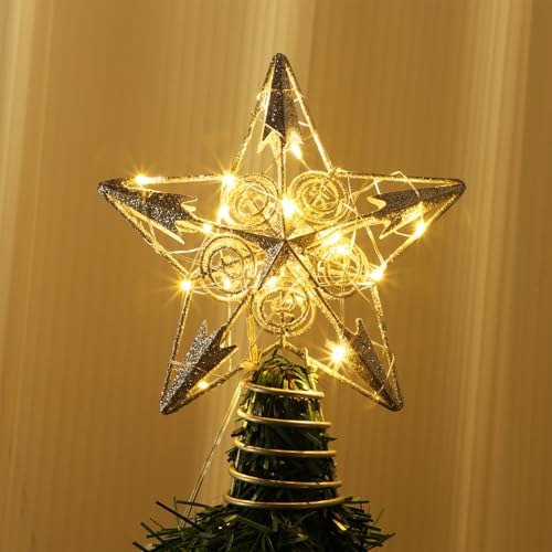 Star Tree Topper with 20 LED Lights, Battery Powered Christmas Decorations W511339