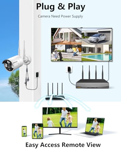 Wireless Security Camera System with 2TB Hard Drive, 4 Cameras, Night Vision Y58787