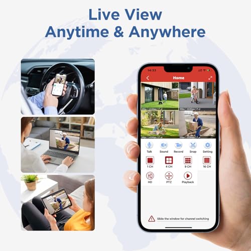 Wireless Security Camera System, 10CH NVR with 4 Cameras, 1TB HDD, Night Vision, Motion Detection A36546