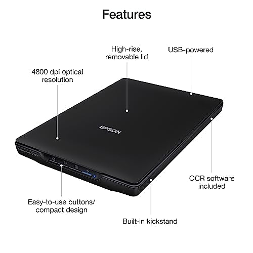 Color Photo and Document Flatbed Scanner, 4800 dpi, Black U567264