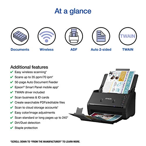 Wireless Color Duplex Desktop Document Scanner with Auto Document Feeder A1004