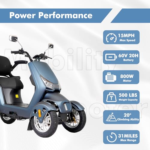 Heavy Duty 4 Wheel Mobility Scooter for Adults, All Terrain with Seat and Remote Control Y2407