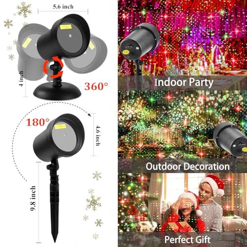 Laser Projector Lights Outdoor for Christmas, Red & Green Stars E3762