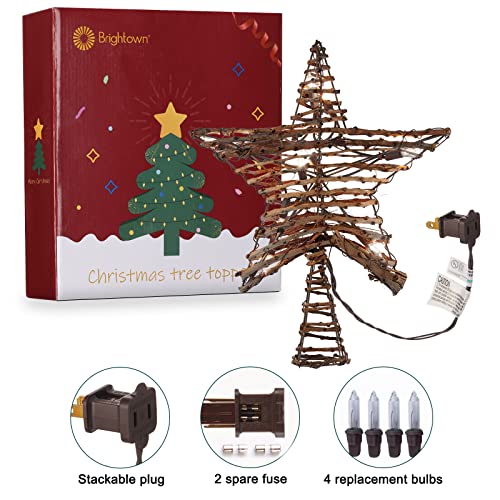 3D Rattan Christmas Tree Star Topper with Lights L206083