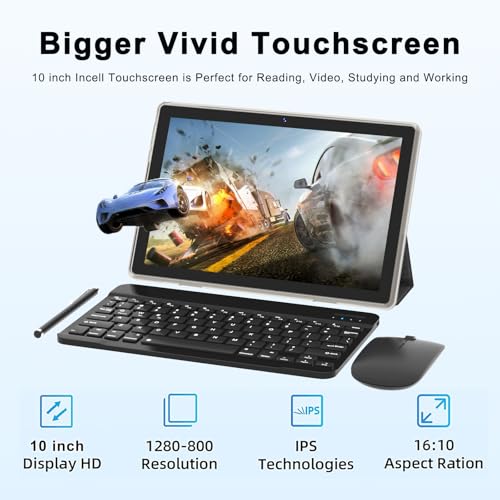 Android Tablet 10.1 Inch with Keyboard, 64GB ROM, 8GB RAM V203