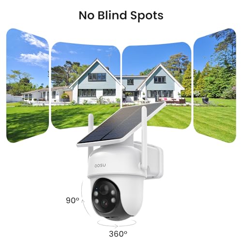 Wireless Outdoor Security Cameras, 4-Cam Kit, Solar Powered, 360° Pan & Tilt, 2K Color Night Vision M4408