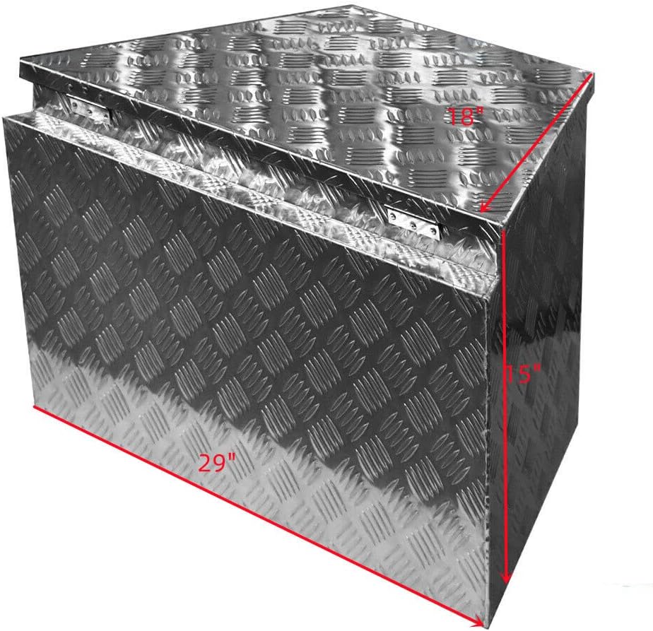 Aluminum Diamond Plate Tongue Box Tool Chest for Truck Bed, RV, ATV C125