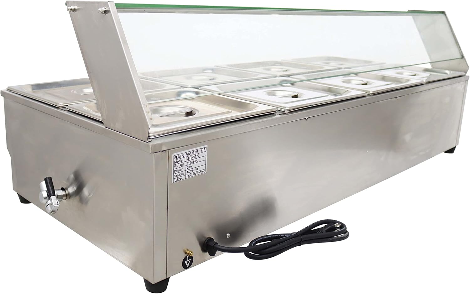 6-Pan Bain-Marie Buffet Food Warmer Double Row Electric Stainless Steel 2000W T1542
