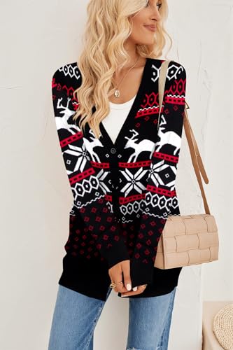 Funny Christmas Cardigan for Women Open Front Knit Coat W4033