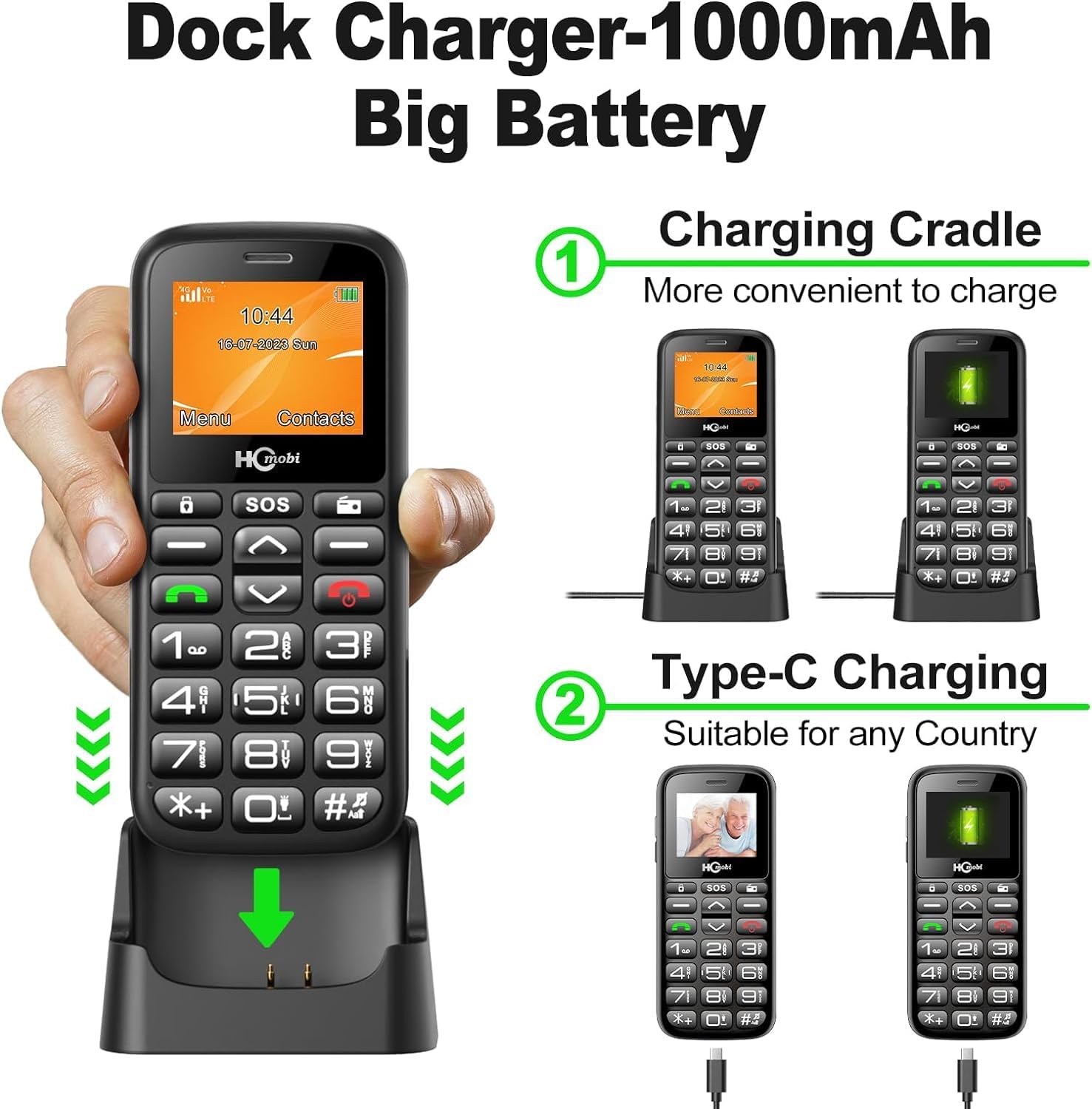Unlocked Cell Phones for Seniors with Big Buttons and SOS U758625