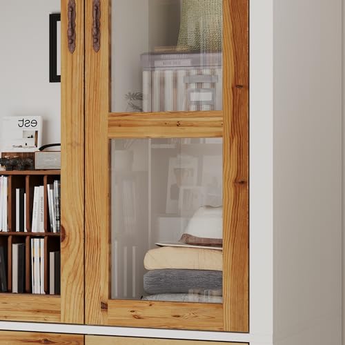 Large Armoire Wardrobe with 5 Wood Doors, Mirror and Drawers K465584
