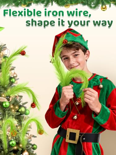 Lime Green Fluffy Curly Christmas Tree Picks with Red Ball, 8 Pieces P907332