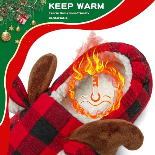 Women's Fuzzy Reindeer House Slippers Cozy Indoor Shoes W402399