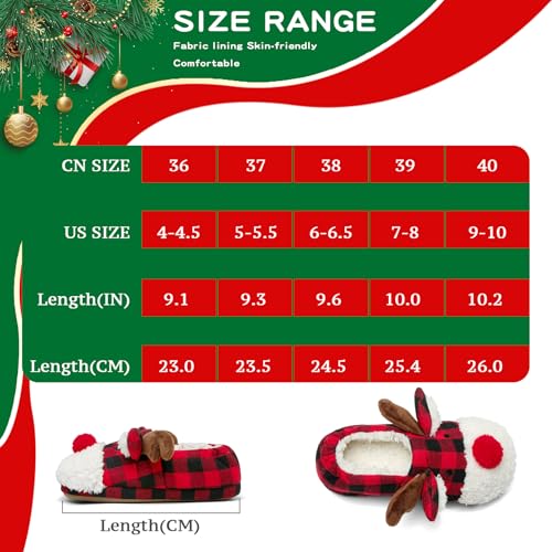 Women's Fuzzy Reindeer House Slippers Cozy Indoor Shoes W402399