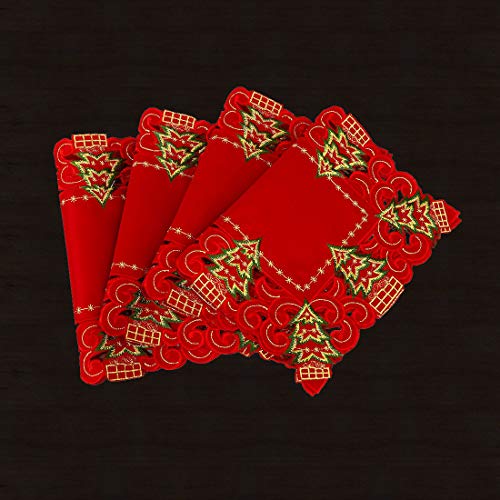 Embroidered Christmas Holly Tree Table Runner, Rectangular 16 x 72 Inch J70567